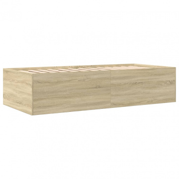 Cadru pat cu sertare, stejar sonoma, 90x200 cm, lemn prelucrat - Img 5