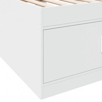 Cadru pat de zi cu sertare, alb, 75x190 cm, lemn prelucrat - Img 7