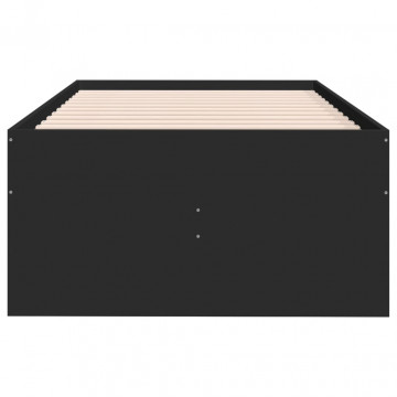 Cadru pat de zi cu sertare, negru, 75x190 cm, lemn prelucrat - Img 8