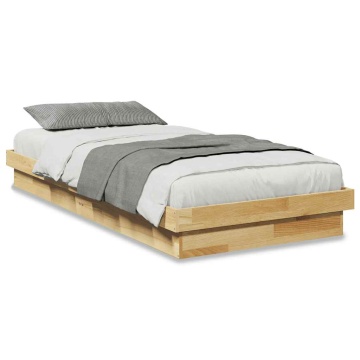 Cadru pat fără saltea 75x190 cm lemn masiv de stejar - Img 2