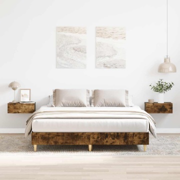 Cadru pat fără saltea Stejar afumat 140x200 cm Lemn prelucrat - Img 1