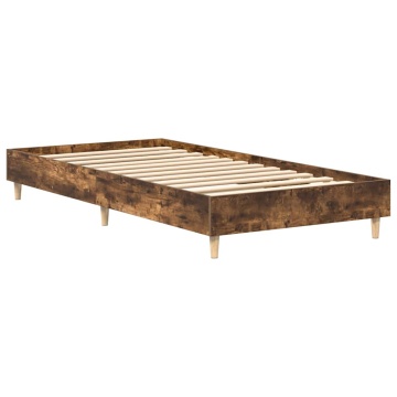Cadru pat fără saltea Stejar afumat 75x190 cm Lemn prelucrat - Img 4