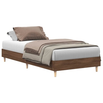 Cadru pat fără saltea Stejar maro 75x190 cm Lemn prelucrat - Img 2