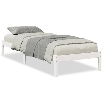 Cadru pat foarte lung fără saltea alb 100x220 cm lemn masiv pin - Img 2