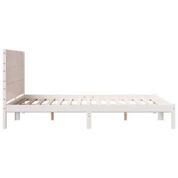 Cadru pat foarte lung fără saltea, alb, 140x210 cm lemn masiv - Img 8
