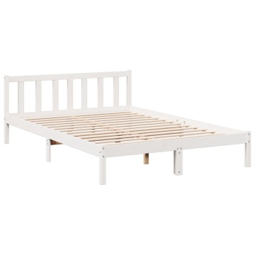 Cadru pat foarte lung fără saltea alb 160x220 cm lemn masiv pin - Img 3