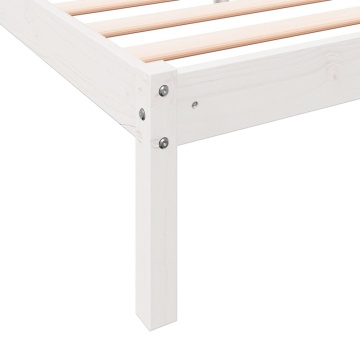 Cadru pat foarte lung fără saltea alb 200x220 cm lemn masiv pin - Img 6