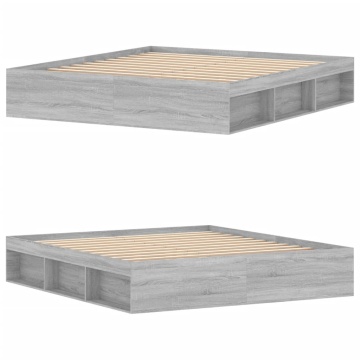 Cadru pat, gri sonoma, 180x200 cm, Super King Size - Img 4