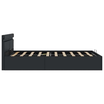 Cadru pat hidraulic ladă cu LED negru 120x200cm piele ecologică - Img 6