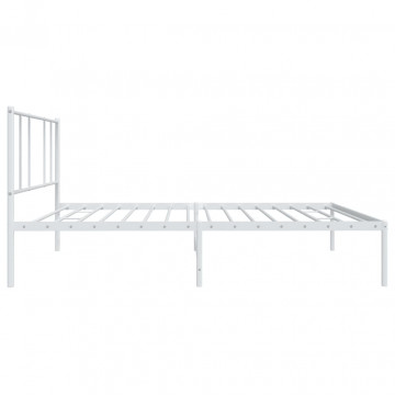 Cadru pat metalic cu tăblie, alb, 90x200 cm - Img 6