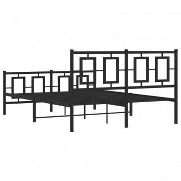Cadru pat metalic cu tăblie de cap/picioare, negru, 140x200 cm - Img 6