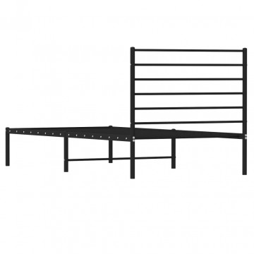Cadru pat metalic cu tăblie, negru, 90x200 cm - Img 7
