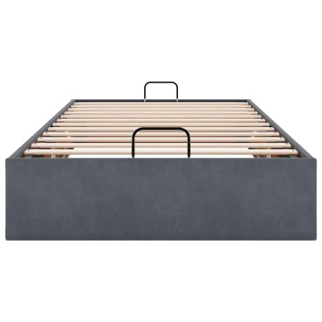 Cadru pat otoman fără saltea Gri închis 100x200 cm catifea - Img 8