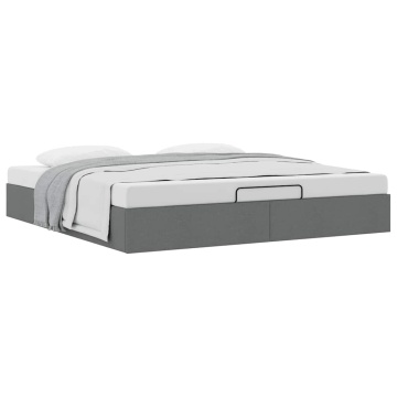Cadru pat otoman fără saltea Gri închis 180x200 cm țesătură - Img 3