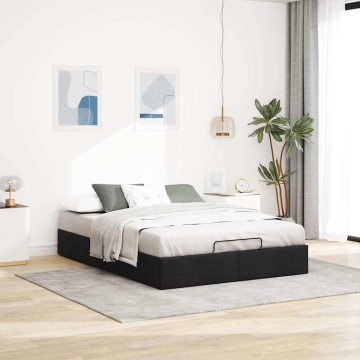 Cadru pat otoman fără saltea Negru 140x200 cm țesătură - Img 1