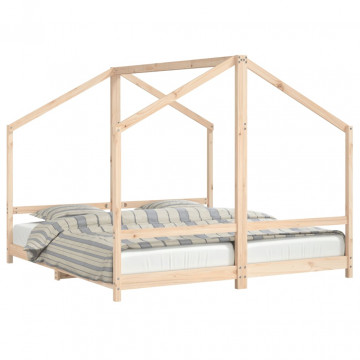 Cadru pat pentru copii, 2x(90x190) cm, lemn masiv de pin - Img 2