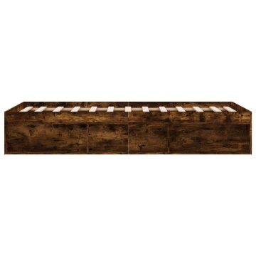 Cadru pat, stejar afumat, 180x200 cm, Super King Size - Img 6