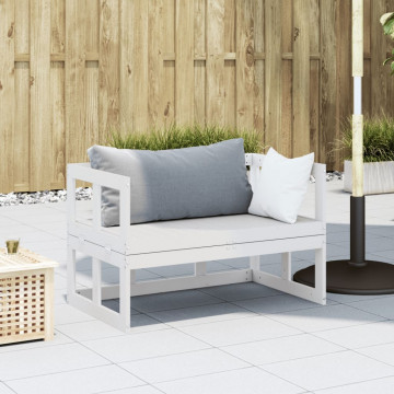 Canapea banchetă extensibilă de grădină, alb, lemn masiv de pin - Img 3