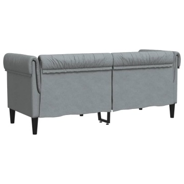 Canapea Chesterfield cu 2 locuri, gri deschis, material textil - Img 5
