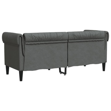 Canapea Chesterfield cu 2 locuri, gri închis, material textil - Img 5