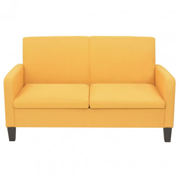 Canapea cu 2 locuri, 135 x 65 x 76 cm, galben - Img 1