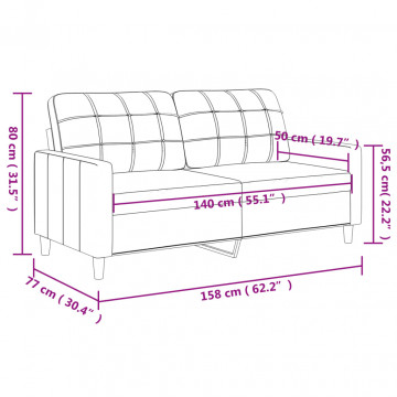 Canapea cu 2 locuri, crem, 140 cm, piele ecologică - Img 7