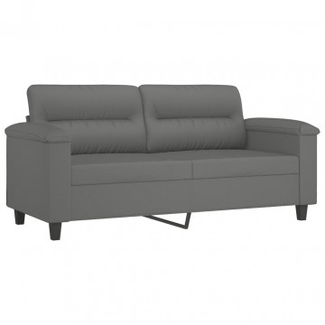 Canapea cu 2 locuri, cu perne, gri, 140 cm, microfibră - Img 4