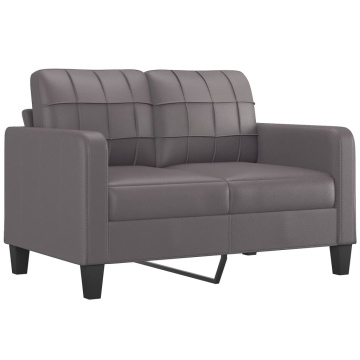 Canapea cu 2 locuri cu pernuțe, gri, 120 cm, piele ecologică - Img 4