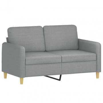 Canapea cu 2 locuri cu pernuțe, gri deschis, 120 cm, textil - Img 4
