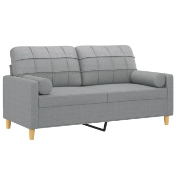 Canapea cu 2 locuri cu pernuțe, gri deschis, 140 cm, textil - Img 3