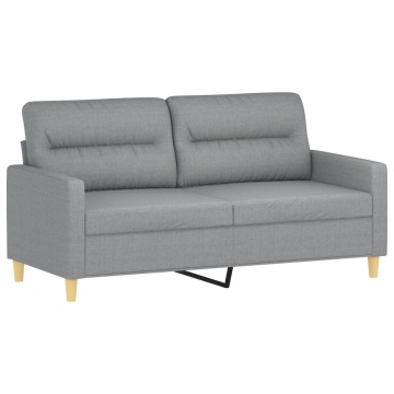Canapea cu 2 locuri cu pernuțe, gri deschis, 140 cm, textil - Img 4