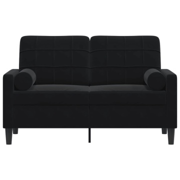 Canapea cu 2 locuri cu pernuțe, negru, 120 cm, catifea - Img 3