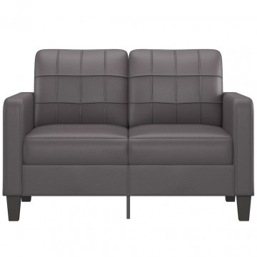 Canapea cu 2 locuri, gri, 120 cm, piele ecologică - Img 3