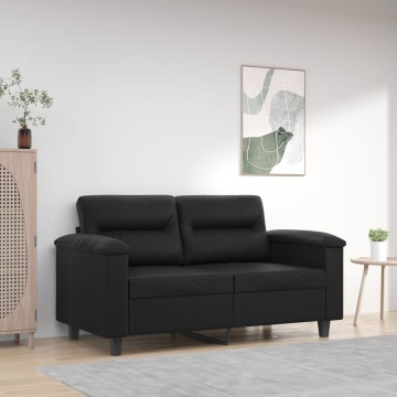 Canapea cu 2 locuri, negru, 120 cm, piele ecologică - Img 1