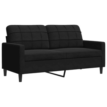 Canapea cu 2 locuri, negru, 140 cm, catifea - Img 2