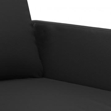 Canapea cu 2 locuri, negru, 140 cm, piele ecologică - Img 5