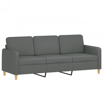 Canapea cu 3 locuri cu pernuțe, gri închis, 180 cm, textil - Img 4
