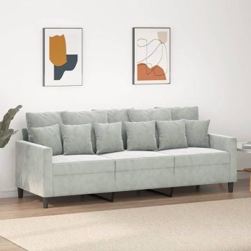 Canapea cu 3 locuri, gri deschis, material 180CM catifea - Img 1