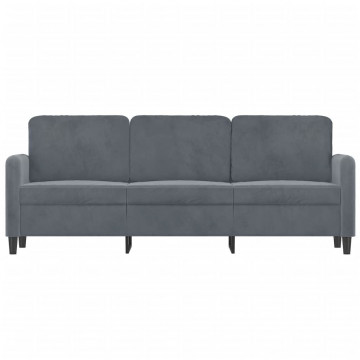 Canapea cu 3 locuri, gri închis, 180 cm, material catifea - Img 3