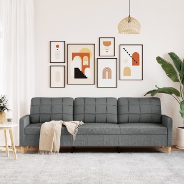 Canapea cu 3 locuri, gri închis, 210 cm, material textil - Img 3