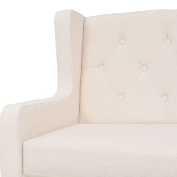 Canapea cu 3 locuri, material textil, alb crem - Img 4