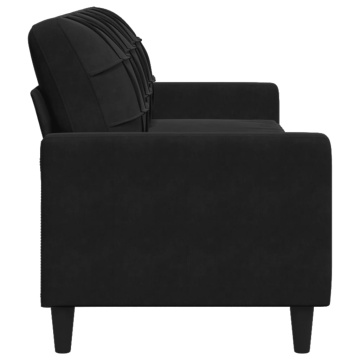 Canapea cu 3 locuri, negru, 210 cm, material catifea - Img 8