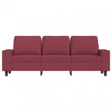 Canapea cu 3 locuri, roșu vin, 180 cm, material textil - Img 3