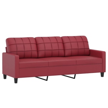 Canapea cu 3 locuri, roșu vin, 180 cm, piele ecologică - Img 2