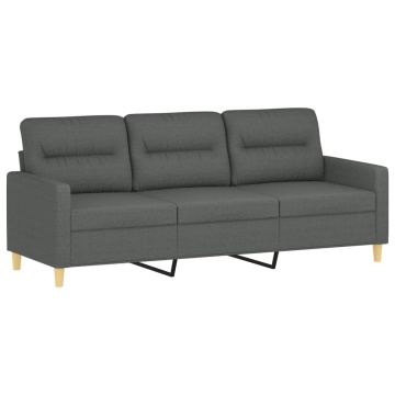 Canapea cu 3 locuri și taburet, gri închis, 180 cm, textil - Img 4