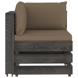 Canapea de colț modulară cu perne, gri, lemn impregnat - Img 2