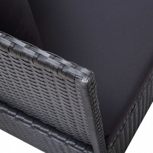Canapea de exterior cu perne, negru, poliratan - Img 5