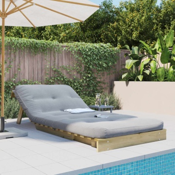 Canapea futon cu saltea, 80x206x11 cm, lemn de pin tratat - Img 3