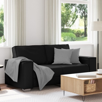 Canapea Loveseat Neagră 140 cm din Piele Sintetică - Img 1