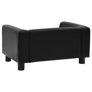Canapea pentru câini, negru, 60x43x30 cm pluș & piele ecologică - Img 5